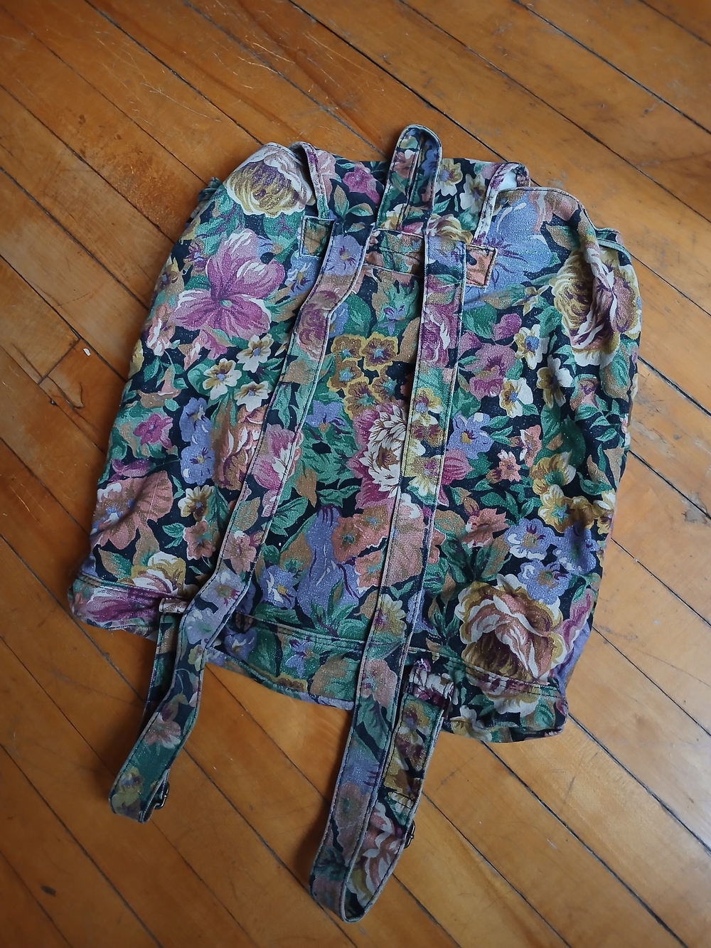 Floral Canvas Drawstring Backpack - Multicolor - Picture 4 of 4